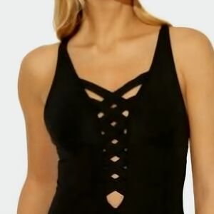 Bleu Rod Beattie Black Bikini TOP, SIZE 14